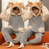 Winter Couples Pyjamas Sets Women Man Thicken Hoodies Pajamas Cartoon Anime Panda Sleepwear Lovers Soft Warm Homewear pijama set