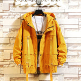Men Hooded Jackets Spring Causal Windbreaker Men Jackets Coats Zipper Ribbons Sportswear Jackets Bomber Male