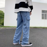 Foesce Men Wide Leg Jeans Hip Hop Casual Men's Straight Baggy Denim Pants Streetwear Skateboard Pant Neutral Trousers Plus Size S-5XL