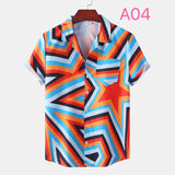 Fashion Dot Mens Hawaiian Beach Shirts  Summer New Short Sleeve Floral Print Tropical Aloha Shirts Holiday Vacation Clothing