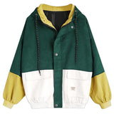 Foesce Autumn Women Corduroy Bomber Jacket Lady Patchwork Casual Jacket Female Clothing Loose Hip Hop Women's Winter Coat