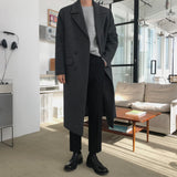 Woolen Coat Men's Korean Fashion Over The Knee Mid Length Winter Thickening Loose Double Breasted Warm Long Coat New
