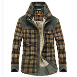Winter Shirt For Men Thick Warm Fleece Shirts Plaid Pure Cotton Mens Shirt Long Sleeves Camisa Masculina Plus Size M-3XL