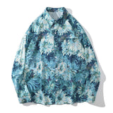 Streetwear Shirts Graffiti Daisy Flower Painting Print Blouse Hip Hop Harajuku Fashion Loose Long Sleeve Casual Tops