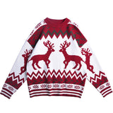 Men Sweater Oversize Autumn Winter Couples Loose Casual Cartoon Deer New Year Sweater Pullover Japanese Vintage Daily Knitted
