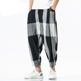 Foesce Loose Ankle-Length Linen Pants Men Joggers Men Pants Streetwear Harem Pants Men Trousers 5XL Hip Hop Spring
