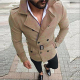 Foesce New Jacket Men's Fashion Slim Fit Long Sleeve Suit Top Windbreaker Trench Coat Men Autumn Winter Warm Button Coat