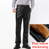 Trendy Men Leather Pants Fashion PU Leather Trousers Plus Size Straight Casual Motorcycle Pants Men's Streetwear