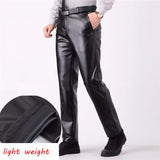 Trendy Men Leather Pants Fashion PU Leather Trousers Plus Size Straight Casual Motorcycle Pants Men's Streetwear