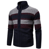 Foesce New Autumn Winter Cardigan Men Sweaters Jackets Coats Fashion Striped Knitted Cardigan Slim Fit Sweaters Coat Mens Clothing