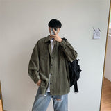 Autumn Corduroy Shirt Men Fashion Retro Solid Color Cotton Casual Shirt Man Streetwear Wild Loose Long-sleeved Shirts Men M-2XL