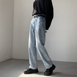 Foesce Korean Men's Baggy Homme Casual Pants Classic Cargo Pocket Blue/black Color Jeans Biker Denim Oversized Trousers M-2XL