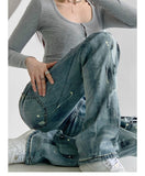 Foesce New Women Loose Vintage Female Pants Fashion Femme Harajuku Baggy Jeans Female Casual Funny Gothic straight-leg Summer Jeans ins
