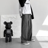 Belt Jeans Men's Fashion Baggy Gray Wide-leg Jeans Men Streetwear Harajuku Loose Hip-hop Straight-leg Denim Trousers Mens S-3XL