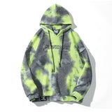 Autumn Fashion Hip Hop Hoodies Men Tie Dye Letter Printing Casual Sweatshirt Pullover Men Large Size Hooded Sweatshirt