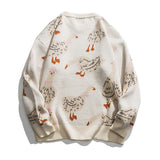 Men Hip Hop Knitted Jumper Sweaters Swan Printed Streetwear Harajuku Autumn Oversize Hipster Casual Pullovers pull homme