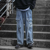 Jeans Woman Loose Pockets Wide Leg Pants Fashion Oversized Trousers Harakuju Vintage High Waist Sweatpants Women