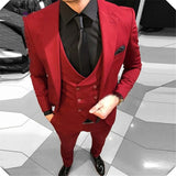 Blazer Masculino Handsome Dark Gray Mens Suit Groom Wedding Suits For Best Men Slim Fit Groom Tuxedos For Man(Jacket+Vest+Pant)