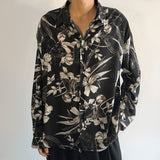 Handsome men's shirt long-sleeved spring autumn unisex aesthetic wear new trend versatile vintage jacket male flower shirt