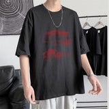 Summer  Short-Sleeved T-Shirt Men Women Harajuku Cloud Print Hong Kong Style Fifth Sleeve Tee Preppy Hip-Hop Simple Top