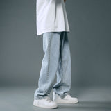 Foesce Autumn New Streetwear Baggy Jeans Men Korean Fashion Loose Straight Wide Leg Pants Male Brand Clothing Black Light Blue