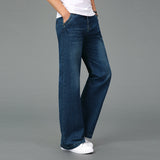 Foesce Retro Men's Flare Jeans Pants Bell Bottom Blue Black Loose Large Size Classic Fashion Casual Comfortable Boot Cut Denim Trousers