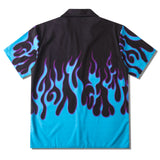 Hip Hop Fire Flame Casual Button Shirt Mens Fashion Casual Short Sleeve Shirts Summer Hawaiian Beach Shirts Man Tee Tops