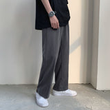 Foesce  Men's Fashion High Quality Wide Leg Straight Pants Black/grey Color Office Trousers Social Blazer Formal Suits Pants M-2XL