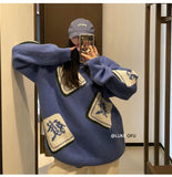Couples knit Sweater Autumn Winter Korean Fashion High Street Mahjong Jacquard Pullover Gothic Harajuku Loose Casual Tops