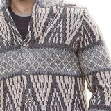 Cardigan Male Knitted Turn-down Collar Print Men's Winter Sweater Warm Thicken Button Up Sweatshirt Patchwork Knitwear