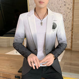 Foesce New Men's Blazer Fashion Spring Summer Clothing Male Suit Jacket Gradient Color Casual Slim Fit Fancy Party Singer Blazzer Coat