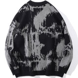 Sweater Men Building Punk Letter Knitted Pullover Couple Casual Loose Retro Fashion Diablo High Street Style Streetwear
