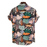 Fashion Dot Mens Hawaiian Beach Shirts  Summer New Short Sleeve Floral Print Tropical Aloha Shirts Holiday Vacation Clothing