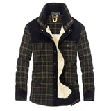 Winter Jacket Men Fleece Warm Jacket Shirts Coat Pure Cotton Plaid Hooded Jackets Coats Single Breasted chaquetas hombre M-XXXL