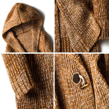 Winter Men's Sweaters Fashion Male Long Knitted Sweater Hooded Coats Casual Slim Fit Knitted Cardigan Jackets Clothing