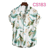 Fashion Dot Mens Hawaiian Beach Shirts  Summer New Short Sleeve Floral Print Tropical Aloha Shirts Holiday Vacation Clothing