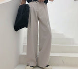 Foesce -Autumn New Wide-leg Mop Pants For Men Korean Streetwear Fashion Loose Straight High Rise Pants Casual Trousers