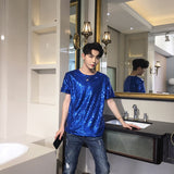 Foesce Reflective Sequins T Shirt Men Fashion Casual Short-sleeved T-shirt Men Streetwear Hip Hop Loose Performance Tshirt Man Tops