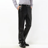 Trendy Men Leather Pants Fashion PU Leather Trousers Plus Size Straight Casual Motorcycle Pants Men's Streetwear