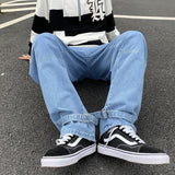 Foesce Men Wide Leg Jeans Hip Hop Casual Men's Straight Baggy Denim Pants Streetwear Skateboard Pant Neutral Trousers Plus Size S-5XL