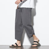 Summr Men Chinese Style Cotton Linen Harem Pants Men Streetwear Breathable Beach Pants Male Casual Calf-Lenght Trousers