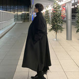 Foesce Korean Trend Men's Loose Casual Single-breasted Overcoat Autumn Winter Fashion New Long Sleeve Woolen Long Coat