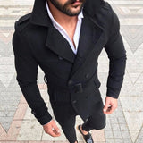 Foesce New Jacket Men's Fashion Slim Fit Long Sleeve Suit Top Windbreaker Trench Coat Men Autumn Winter Warm Button Coat