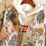 Mens Hip Hop Baseball Jacket Coats Embroidery Crane Chinese Style Optional Harajuku College Style Bomber Jacket Men Oversize 5XL