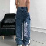 Foesce New Women Loose Vintage Female Pants Fashion Femme Harajuku Baggy Jeans Female Casual Funny Gothic straight-leg Summer Jeans ins