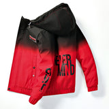 Foesce Autumn Winter Cotton Jacket Men Fashion Casual Korean Version Youth Jacket Loose Gradient Color Hooded Warm Mens Clothing