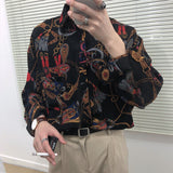 Vintage Fashion 2023 New Beach Hawaii Shirts for Men Harajuku Floral Print Long Sleeve Casual Loose Blouse Button Up Shirt