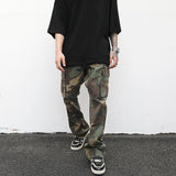 Streetwear Mens Hip Hop Camouflage Flare Pants Fashionable Camo Cargo Pants Male Slim Fit Camouflage Trousers Women All-match
