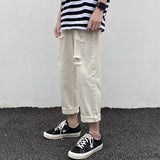 Summer Men's Baggy Homme Classic Cargo Pocket Jeans Holes Black/blue Color Casual Pants Biker Denim Trousers S-2XL