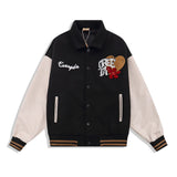 Foesce -NEW American style love Embroidered Baseball Jacket men's Street trend contrast color stitching loose stand collar jacket